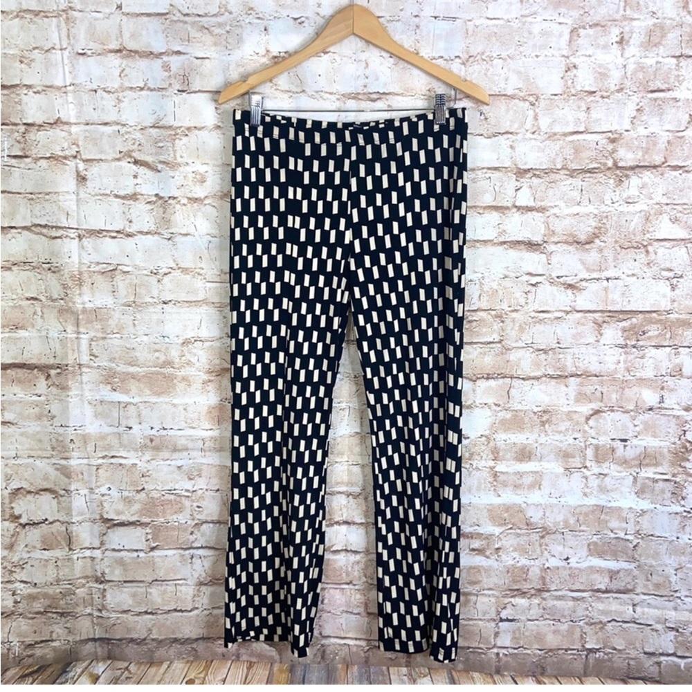 Clara Sun Woo Black Cream Geometric Print Pants Size Medium